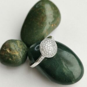 STERLING silver CZ pave dome ring size 8